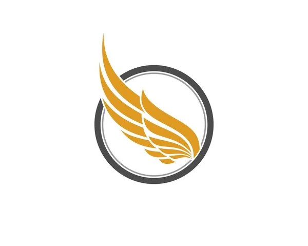 Asas Douradas Dentro Logotipo Círculo — Vetor de Stock