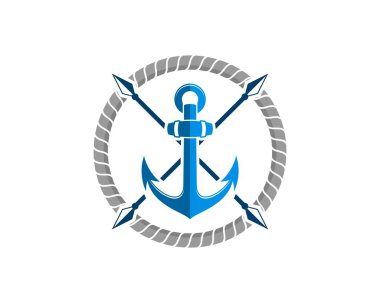 İçinde çapraz mızrak ve çapa bulunan dairesel ip.