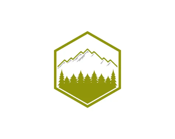 Góra Las Logo Sześciokąta — Wektor stockowy