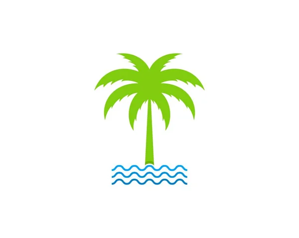 Palm Tree Sea Wave Illustration — Stock Vector