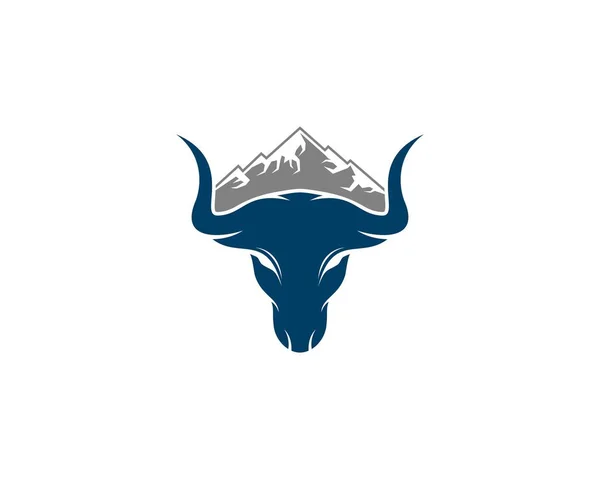 Bull Cabeça Com Montanha Atrás — Vetor de Stock