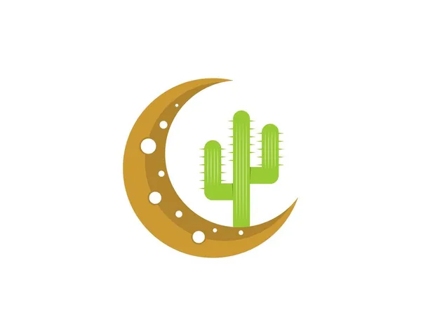 Cactus Sul Logo Della Luna Crescente — Vettoriale Stock