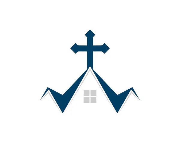 Moderne Kirche Mit Kreuz Auf Der Spitze — Stockvektor