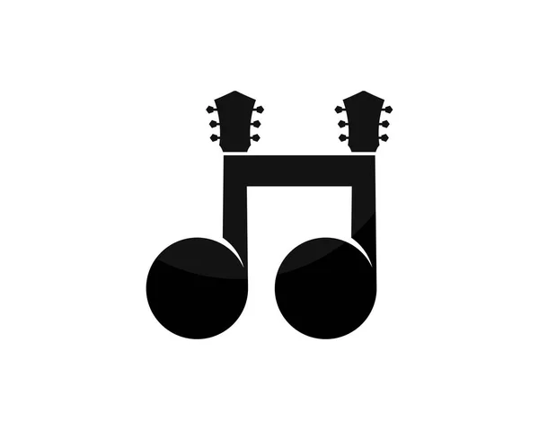 Music Note Guitar Symbol Black Colors — Stock Vector