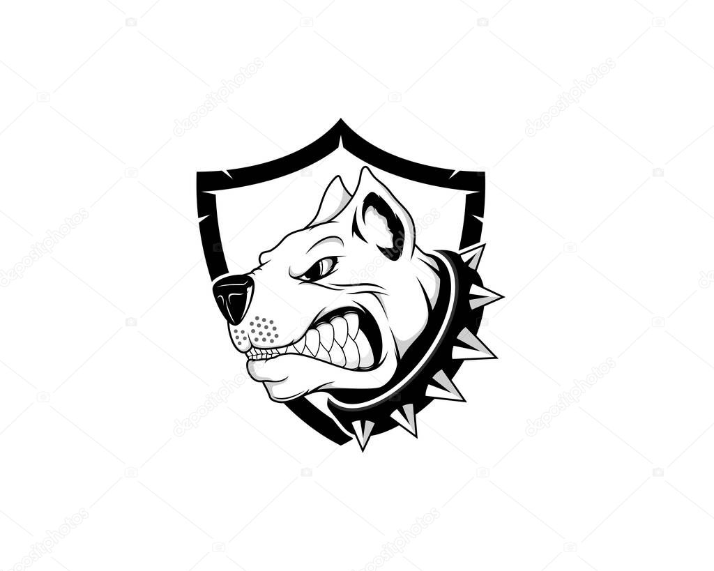 Bulldog head in the shield logo