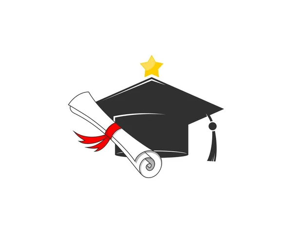 Défilé Graduation Chapeau Graduation Avec Étoile Sur Dessus — Image vectorielle