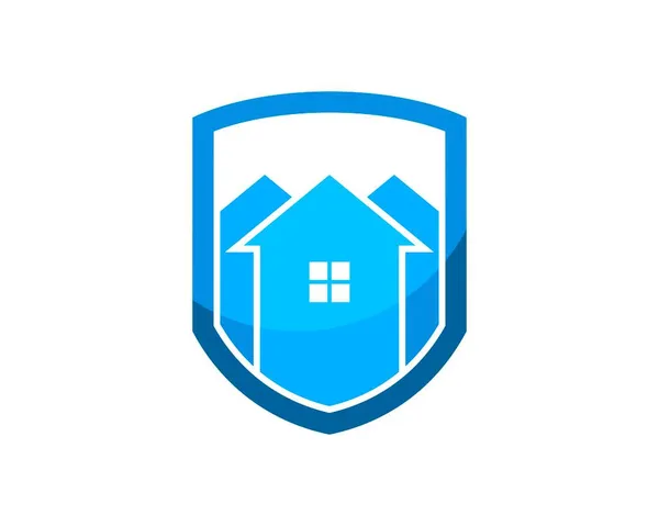 Schutzschild Mit Drei Einfachen Häusern Innen — Stockvektor