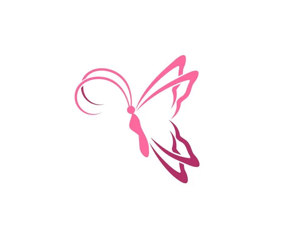 Flygande Fjäril Rosa Färg Logotyp — Stock vektor