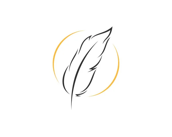 Diseño Pluma Silueta Logotipo Círculo — Vector de stock