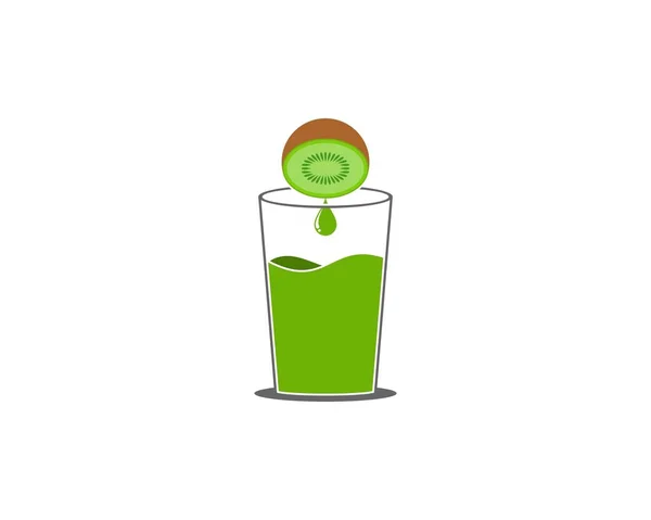 Kiwi Scheiben Glas Illustration — Stockvektor