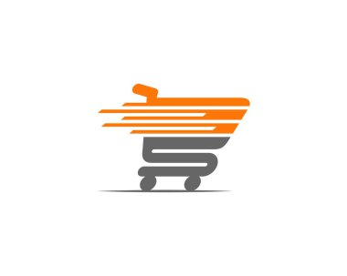Hızlı çizgili efekt logosuna sahip alışveriş arabası