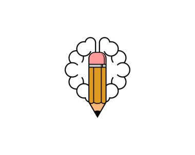 Ortadaki beyin ve kalem.