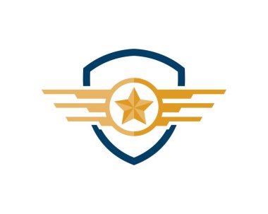 Kanatları açık ve içinde yıldız şekli olan basit bir kalkan.