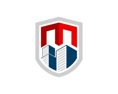 İçinde bina ve M harfi olan koruma kalkanı.