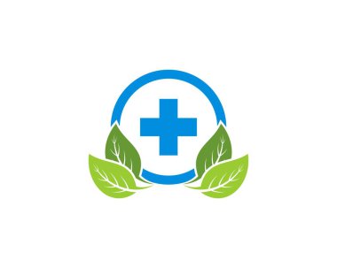 Arkasında sağlık sembolü olan doğa yeşili yaprak.