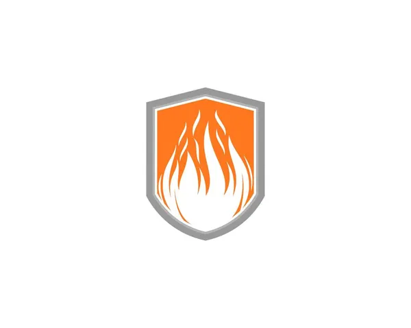 Flamme Feu Intérieur Logo Bouclier — Image vectorielle