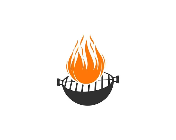 Feuerflamme Auf Der Grillpfanne Illustration — Stockvektor