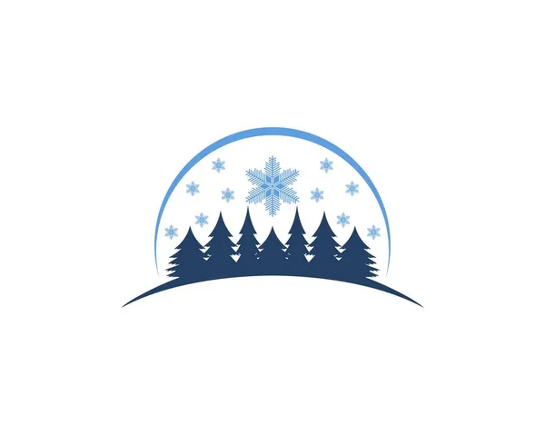 Forest Tree Snowflake Scenery Logo — Stock Vector