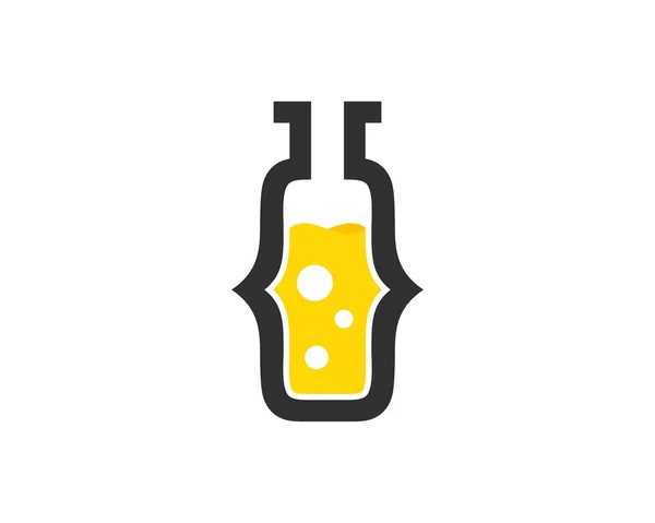 Código Laboratorio Botella Con Líquido Amarillo Dentro — Vector de stock