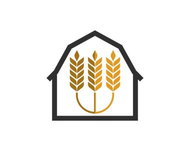 İçinde üç buğday bulunan basit bir ahır çizgisi.