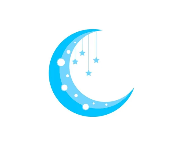 Luna Crescente Blu Con Stella Pendente All Interno — Vettoriale Stock