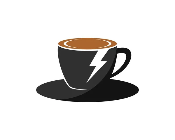 Einfache Tasse Kaffee Mit Blitz Symbol Innen — Stockvektor