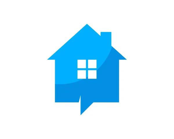 Eenvoudig Blauw Huis Met Bubble Chat — Stockvector