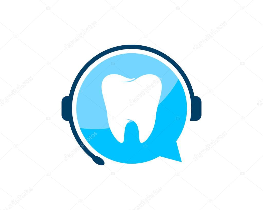 Bubble chat with headphone and healthy tooth inside