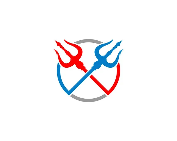 Trójząb Krzyż Logo Kształtu Koła — Wektor stockowy