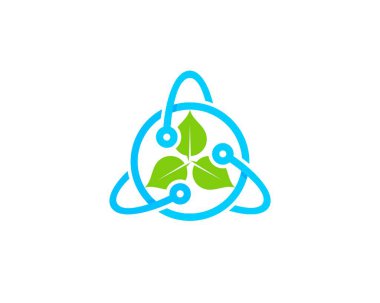 Ortadaki dairesel devre teknisyeni ve doğa yaprağı