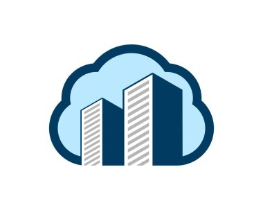 İçinde modern bina olan basit bir bulut.