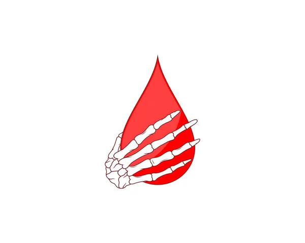 Skeleton Hand Holding Blood Illustration Logo — Stock Vector