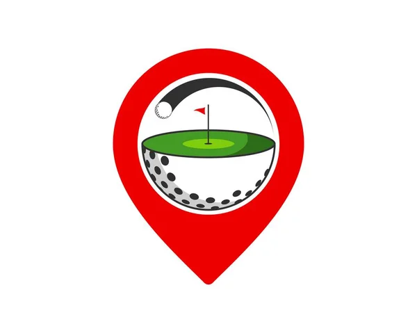 Red Pin Location Golf Ball Field — Stock vektor