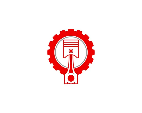 Pistão Dentro Logotipo Engrenagem — Vetor de Stock