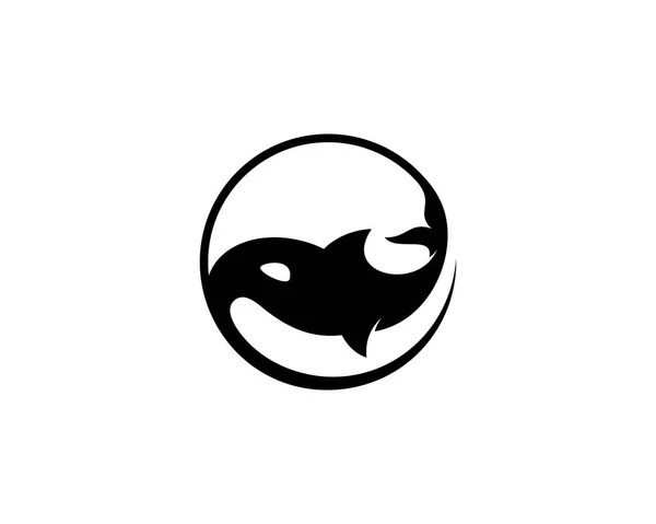 阴阳形的鲸鱼轮廓标志 — 图库矢量图片