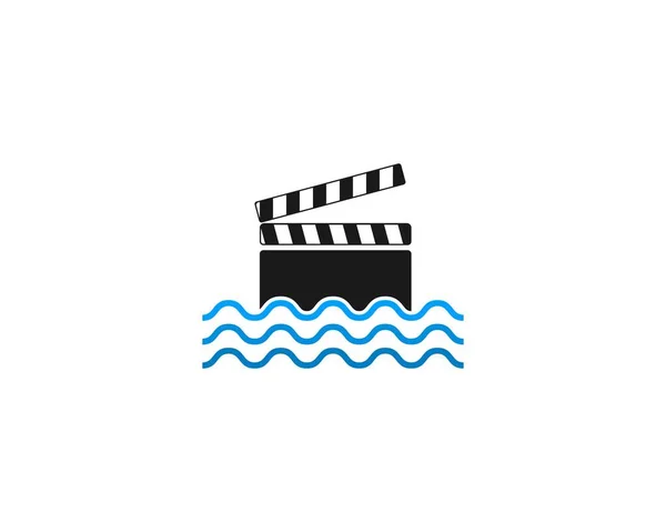 Presse Papiers Film Sur Logo Vague Mer — Image vectorielle