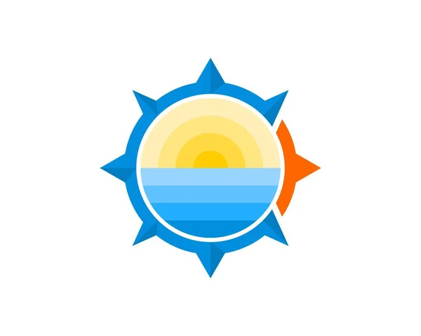 Modern Compass Sunset Beach — Stock vektor