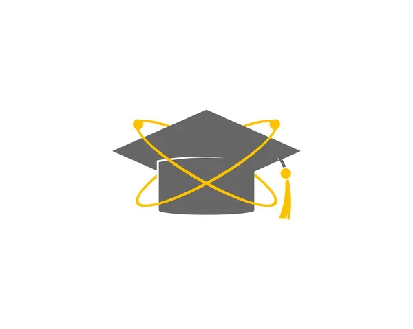 Chapeau Graduation Avec Des Anneaux Planète Jaune Entourant — Image vectorielle