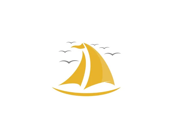 Zeilboot Met Vliegende Vogels Bovenop — Stockvector