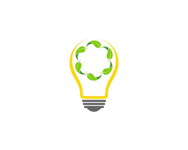 Kulatý Zelený List Uvnitř Žárovky — Stockový vektor