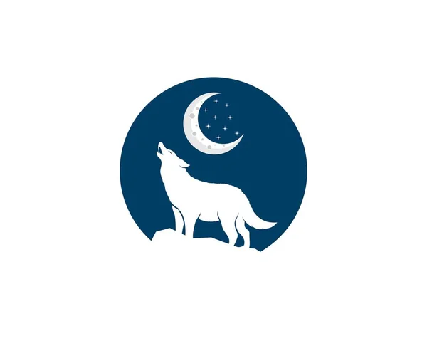 Λύκος Βρυχάται Στην Ημισέληνο Εικονογράφηση — Διανυσματικό Αρχείο