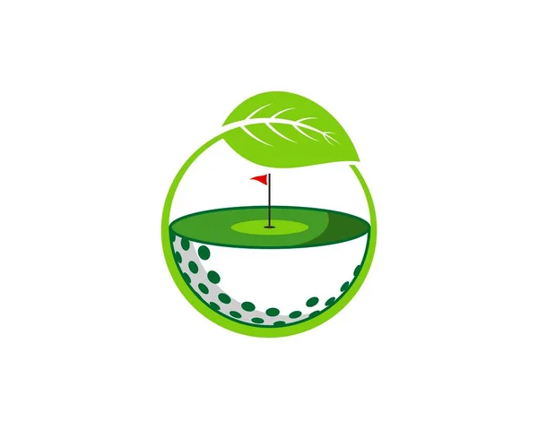 Halv Golfboll Med Golfbana Toppen — Stock vektor