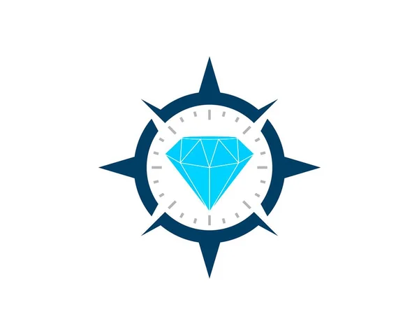 Modern Kompas Met Diamant Binnenin — Stockvector