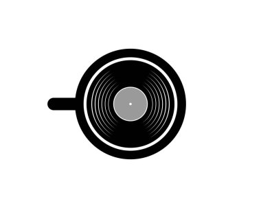 İçinde siyah vinil müzik olan basit bir fincan kahve.