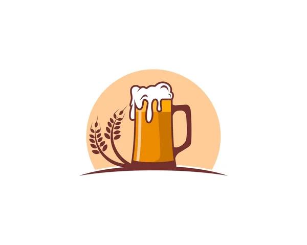 Vaso Cerveza Con Trigo Circundante — Vector de stock