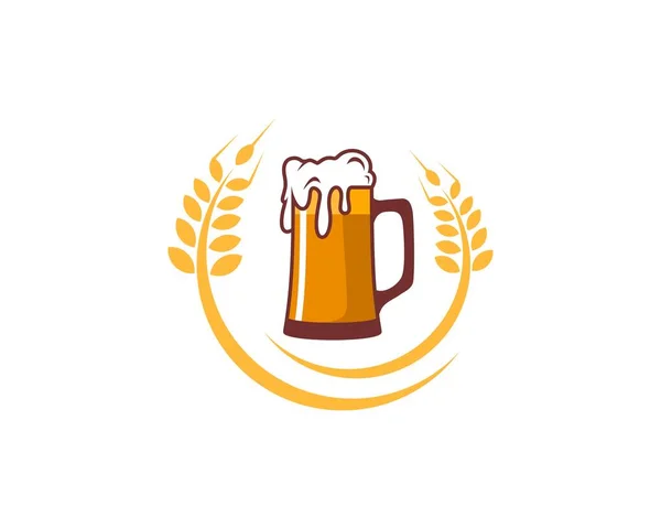 Vaso Cerveza Logotipo Del Trigo — Vector de stock