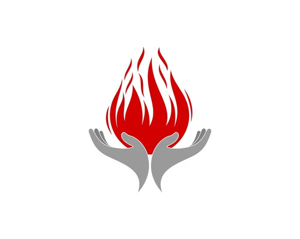 Flamme Feu Sur Logo Soins Des Mains — Image vectorielle