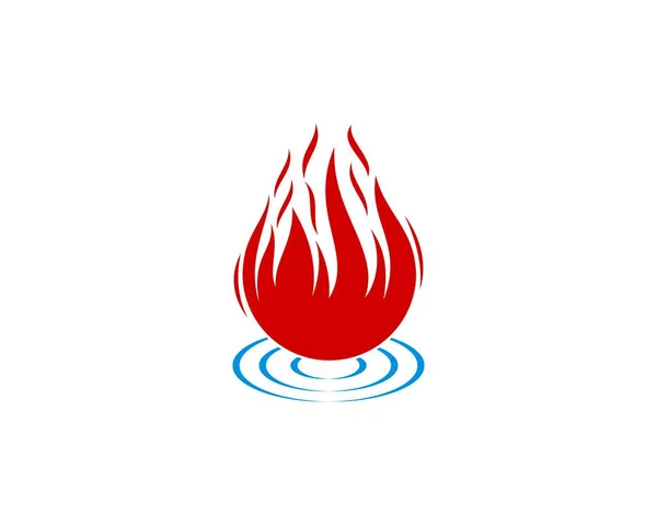 Flamme Feu Sur Logo Flaque Eau — Image vectorielle