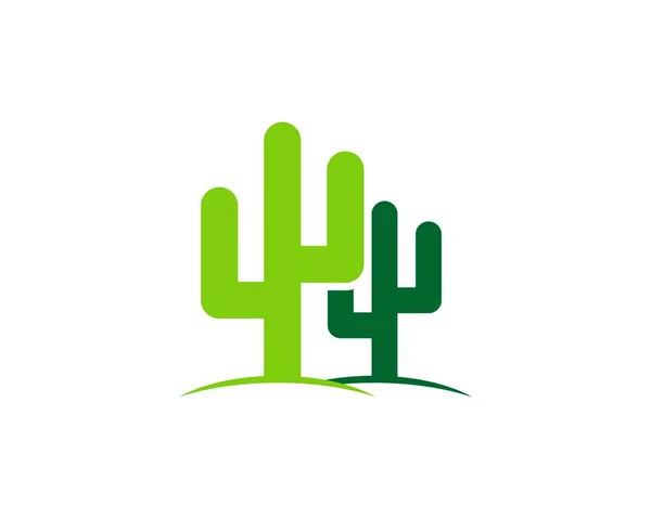 Två Kaktus Grön Färg Logotyp — Stock vektor