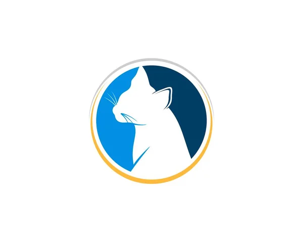 円のロゴの猫のシルエット — ストックベクタ